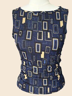 Y2K Abstract Geometric Print Sleeveless Top